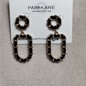 Park Lane Mademoiselle Black and Gold Chain Drop Earrings